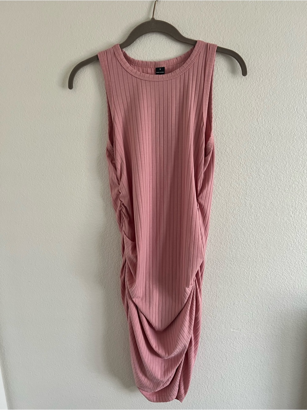 SHEIN Ribbed Sleeveless Ruched Maternity Dress - Dusty Rose